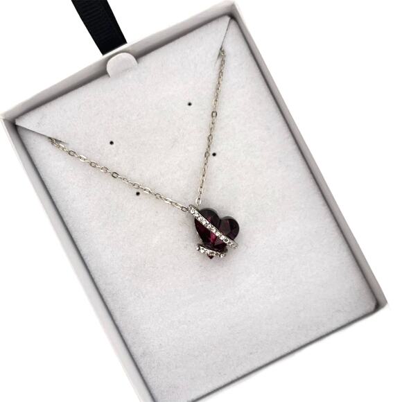 Sophisticated Style Swarovski Heart Necklace Purple Pendant Crystal Rope 18" - Picture 2 of 9